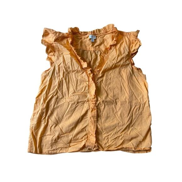 J. CREW Button up, sleeveless, ruffled blouse, women's Large; Lightweight cotton - Picture 1 of 8